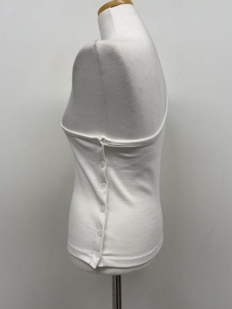 Button One-Shoulder Ribbed Vest