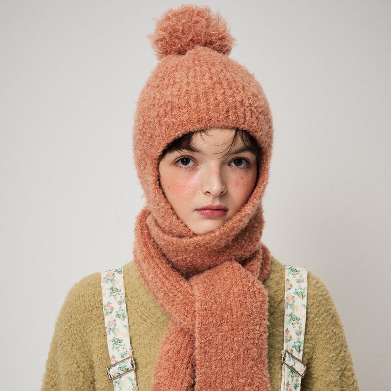 BOUCLE BALACLAVA MUFFLER, APRICOT
