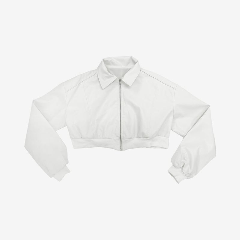 Viola cropped leather jacket