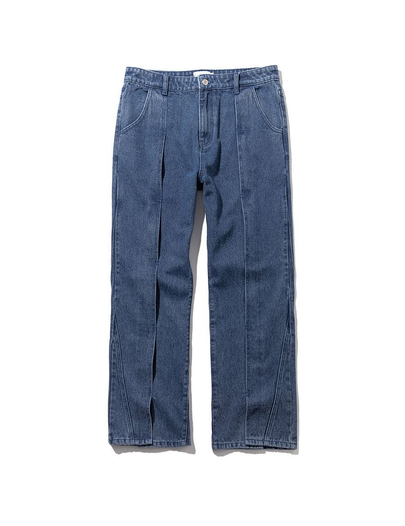 INCISION INVERTED WASHED DENIM PANTS