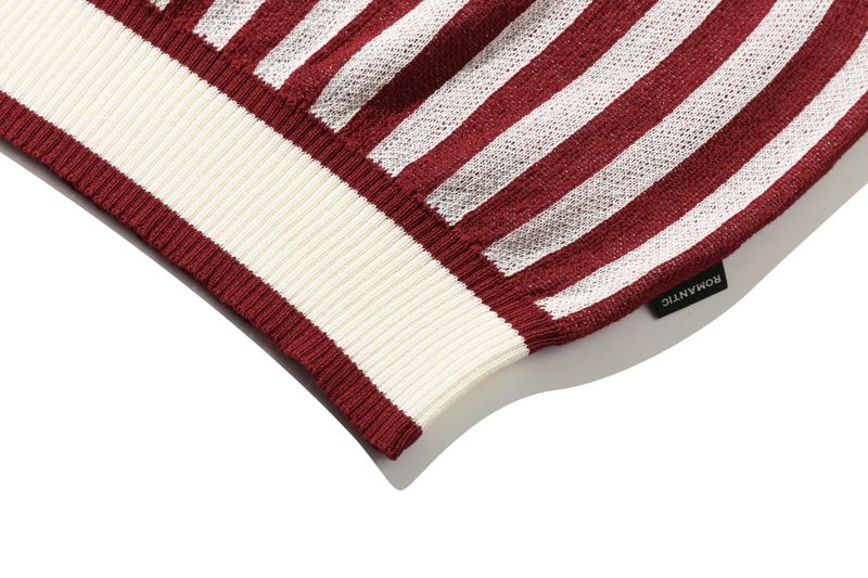 STRIPE BALLOON KNIT TOP_BURGUNDY