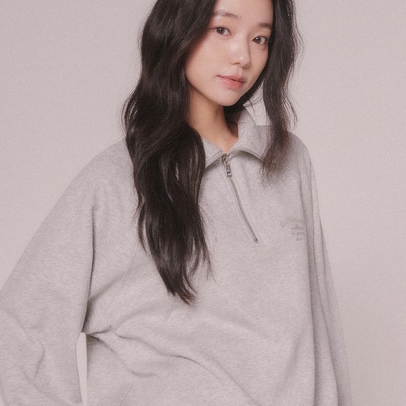mellotory(メロートリー)の「SEMI ZIP-UP SWEAT SHIRT (GRAY MELANGE)(Tops)」