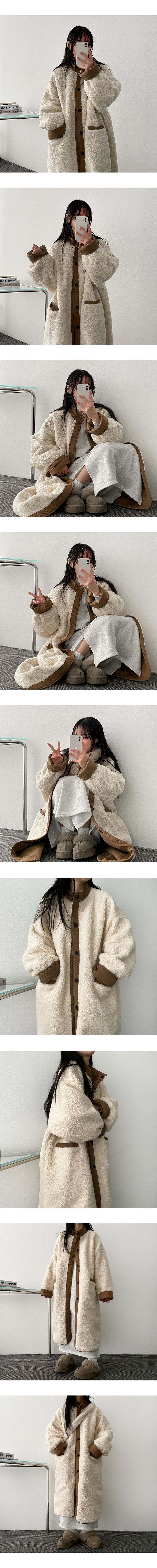 [Fleece] Melley collar side slit dress