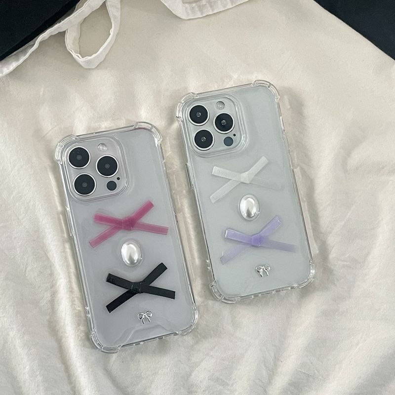 [made]black&radish pink ver ribbon resin phonecase