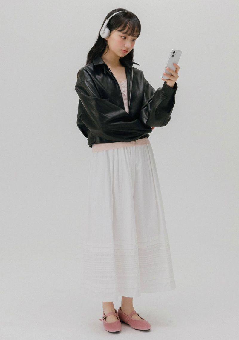 CROP LEATHER[FAUX] JACKET (BLACK)