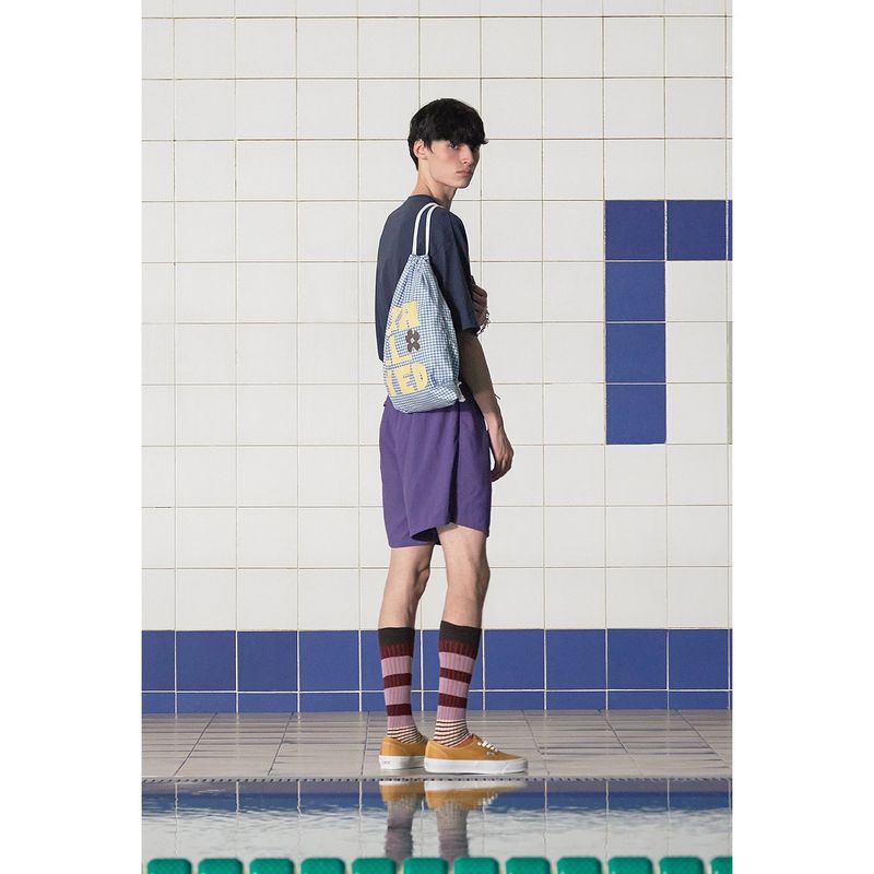 LOGO GINGHAM CHECK GYM SACK / BLUE