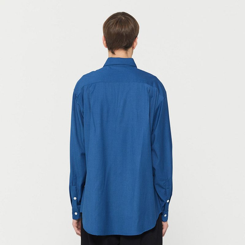 Wool Blended Pocket Shirt Blue