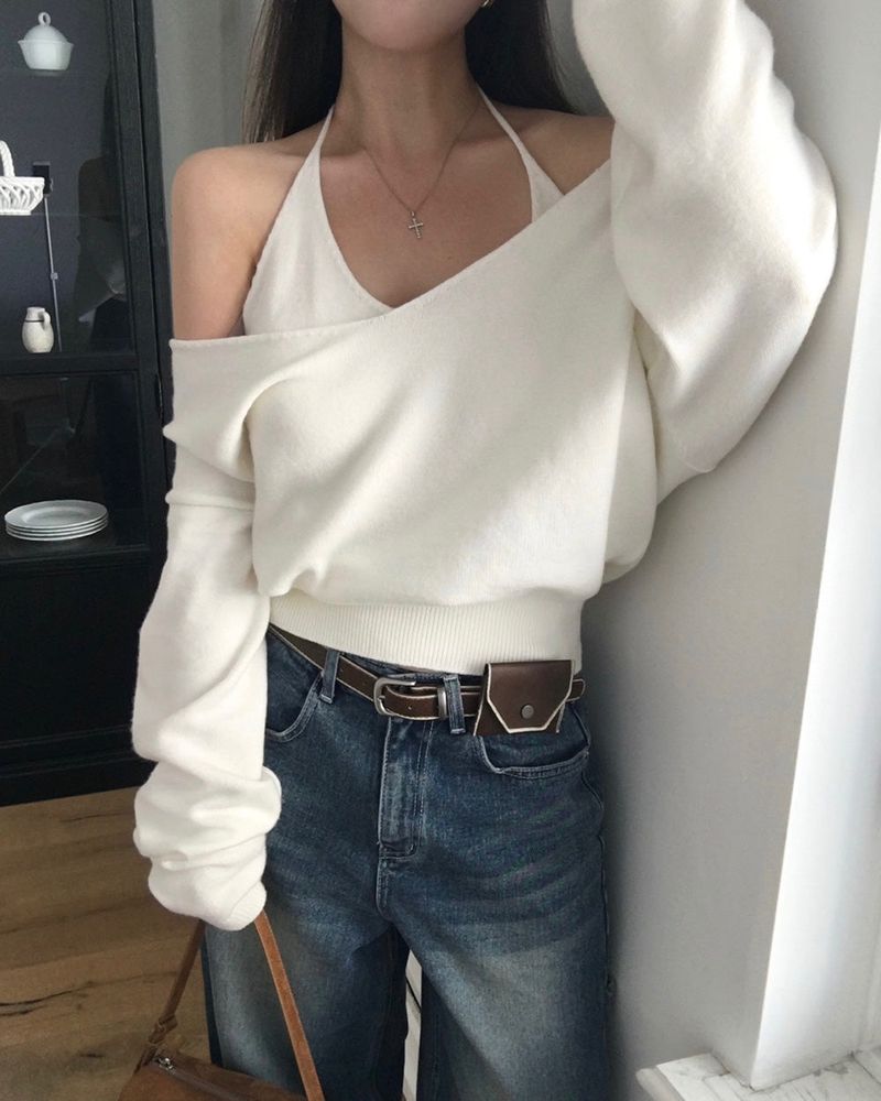 V-Neck Knit & Tank Top Set