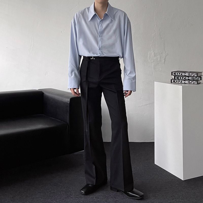 MG649 Belt Flared Fit Slacks (3 colors)