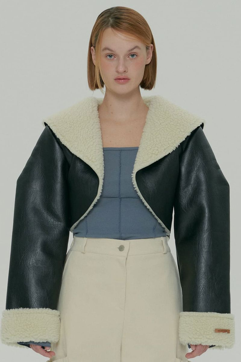 MOIFAIRE(モイフェア)の「CROP SHEARLING JACKET / BLACK(Jackets/Outerwear)」