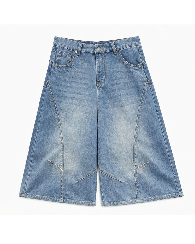 Rond Curved Washed Bermuda Denim