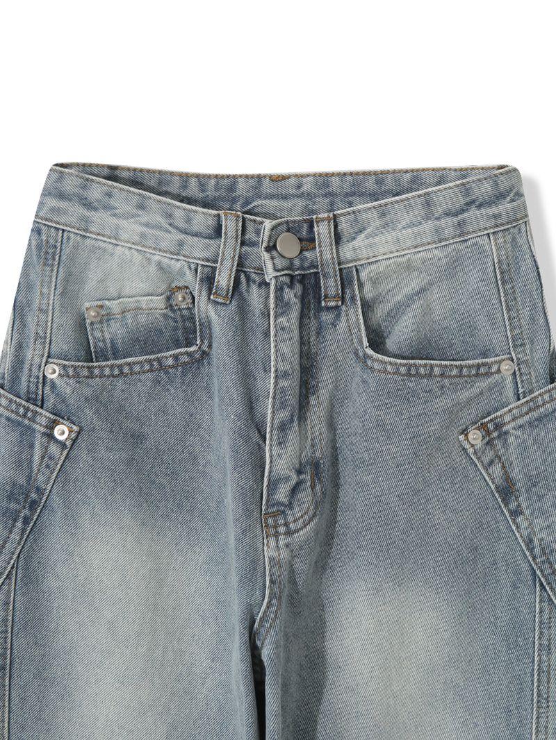 wave washed denim pants(4colors)