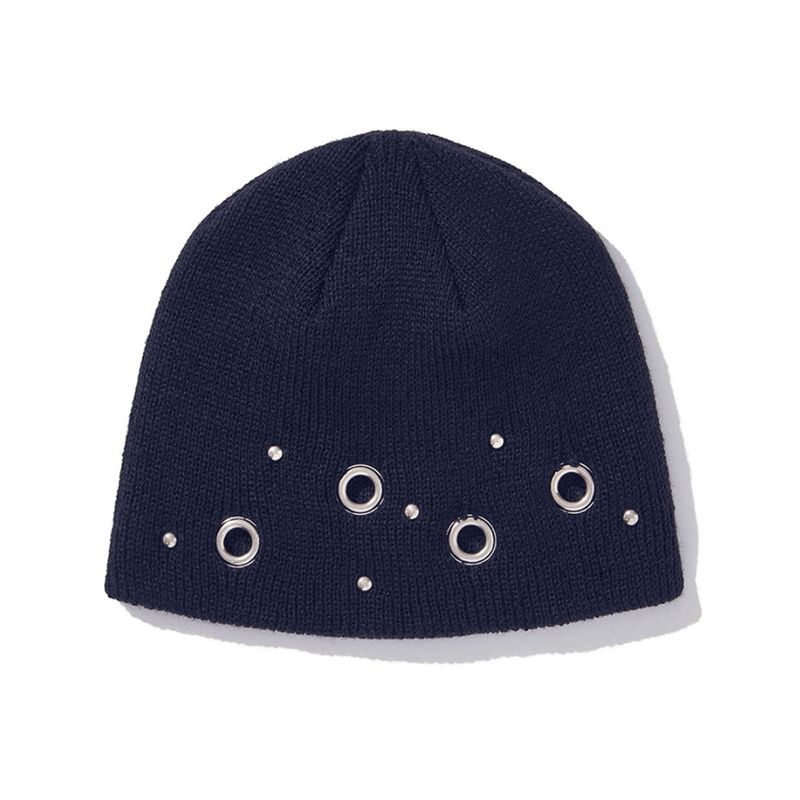 (DUC) Eyelet Stud Beanie Navy