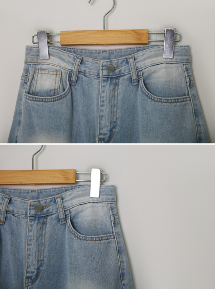 Vintage Washed Denim Wide Straight Pants