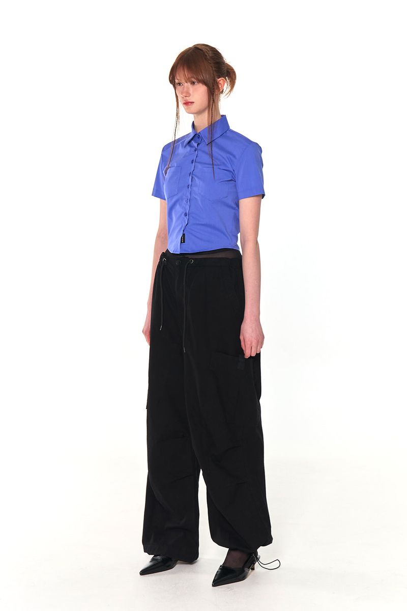 SLIM LINE CROP SHIRTS (BLUE)