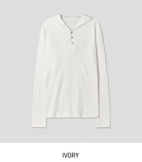 Taze Line Button Knit Hoodie