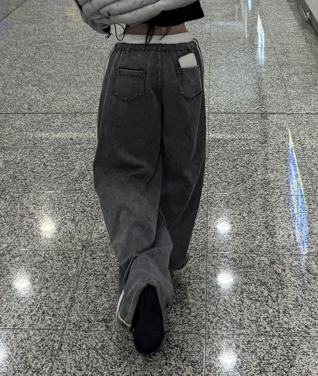 Low Washing Unbalanced Sagging Pants