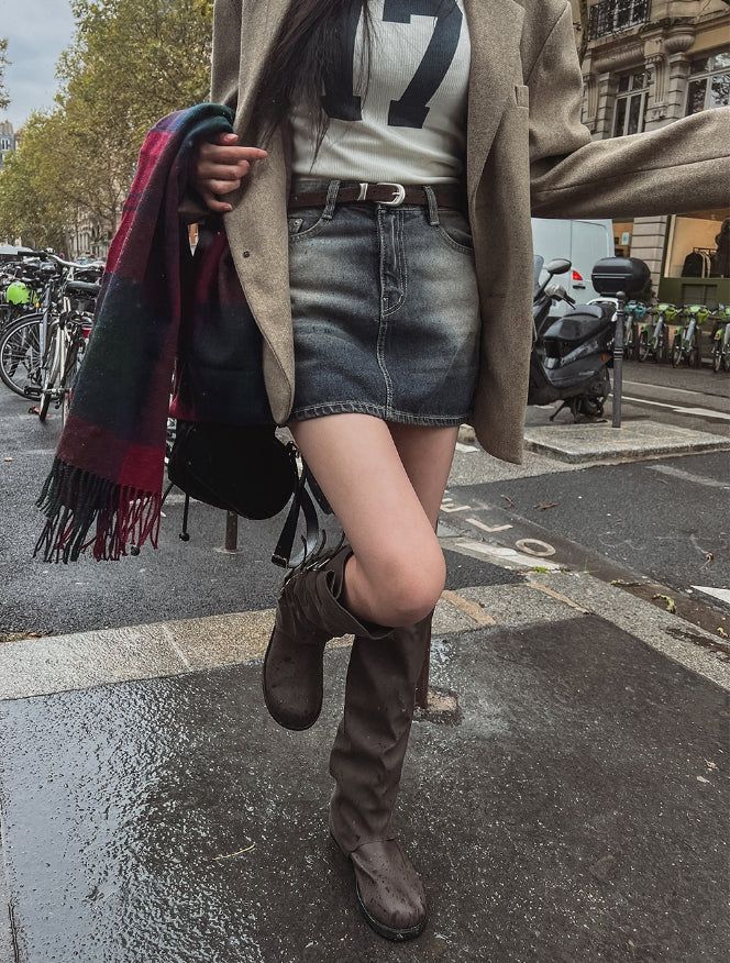Gra Washing Denim Mini Skirt
