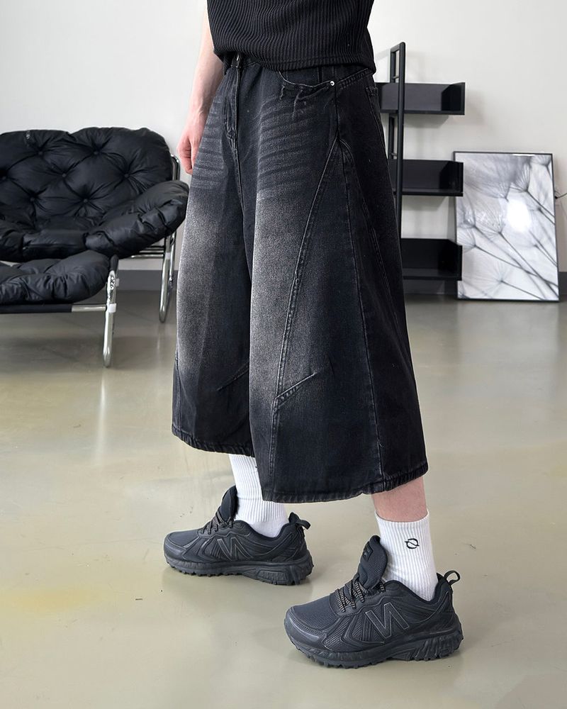 Rond Curved Washed Bermuda Denim