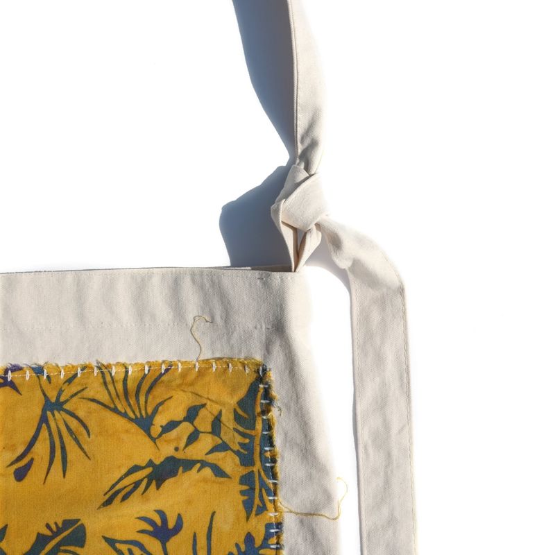 [Patchwork Canvas Bag] Banana Leaves - Mustard