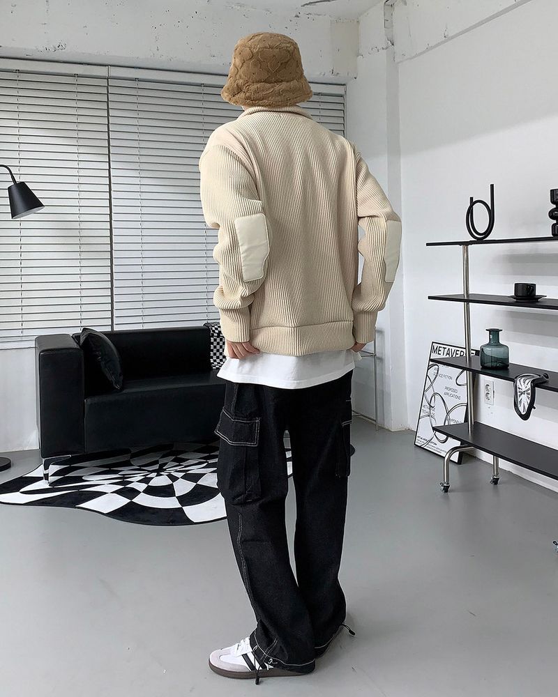 MT leather patch semi zip-up (3 colors)