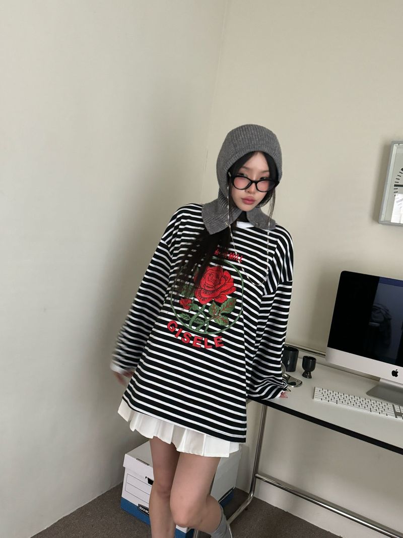Rose stripe T