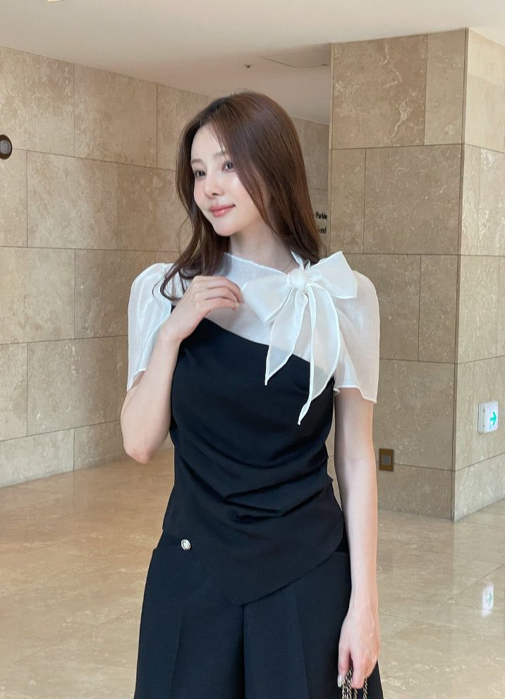 iam mari（アイアム マリ）の「Nilo Tie Color Matching Drape Blouse（Tops）」