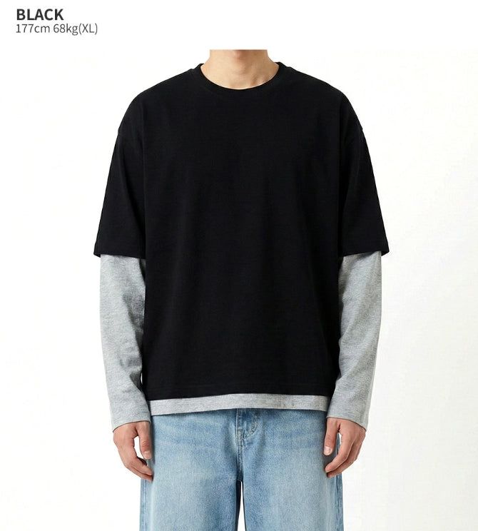 Crop Layered Long Sleeve Black