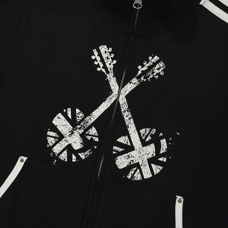 UNION JACK JERSEY ZIP UP [BLACK]
