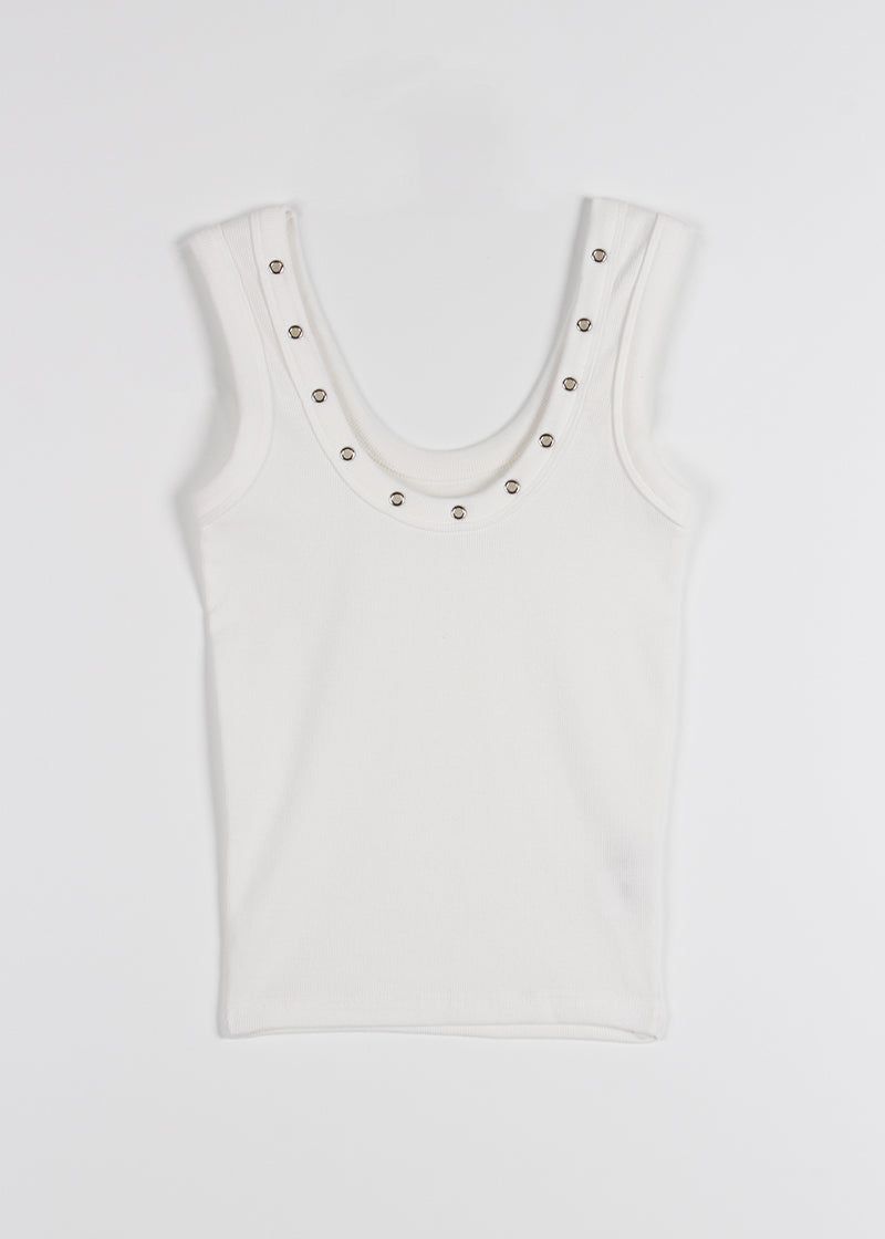 EYELET RIB SLEEVELESS
