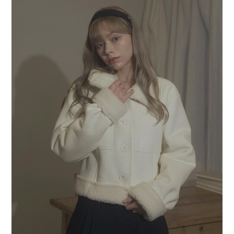 FLUFFY SHEARING COAT-IVORY
