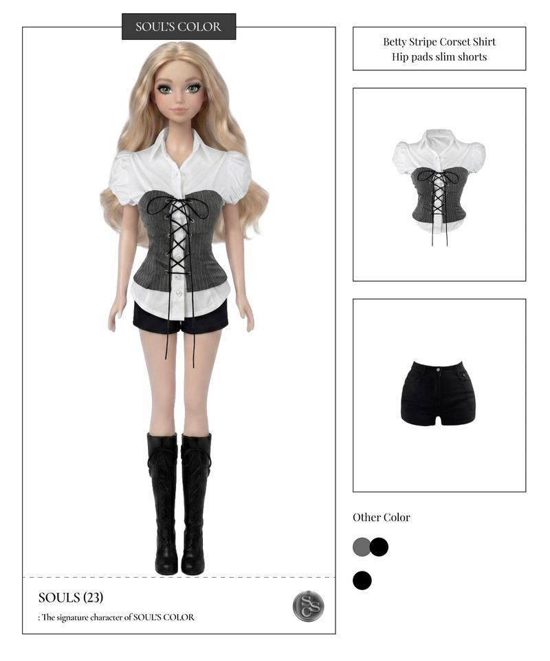 Betty Stripe Corset Shirt (2color)