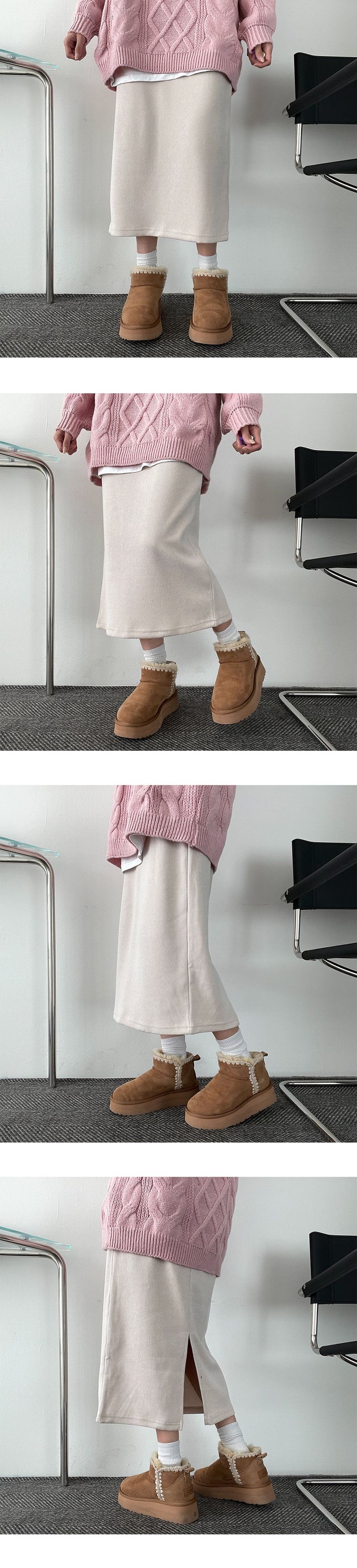 Canine Back Open V-neck Knit Skirt