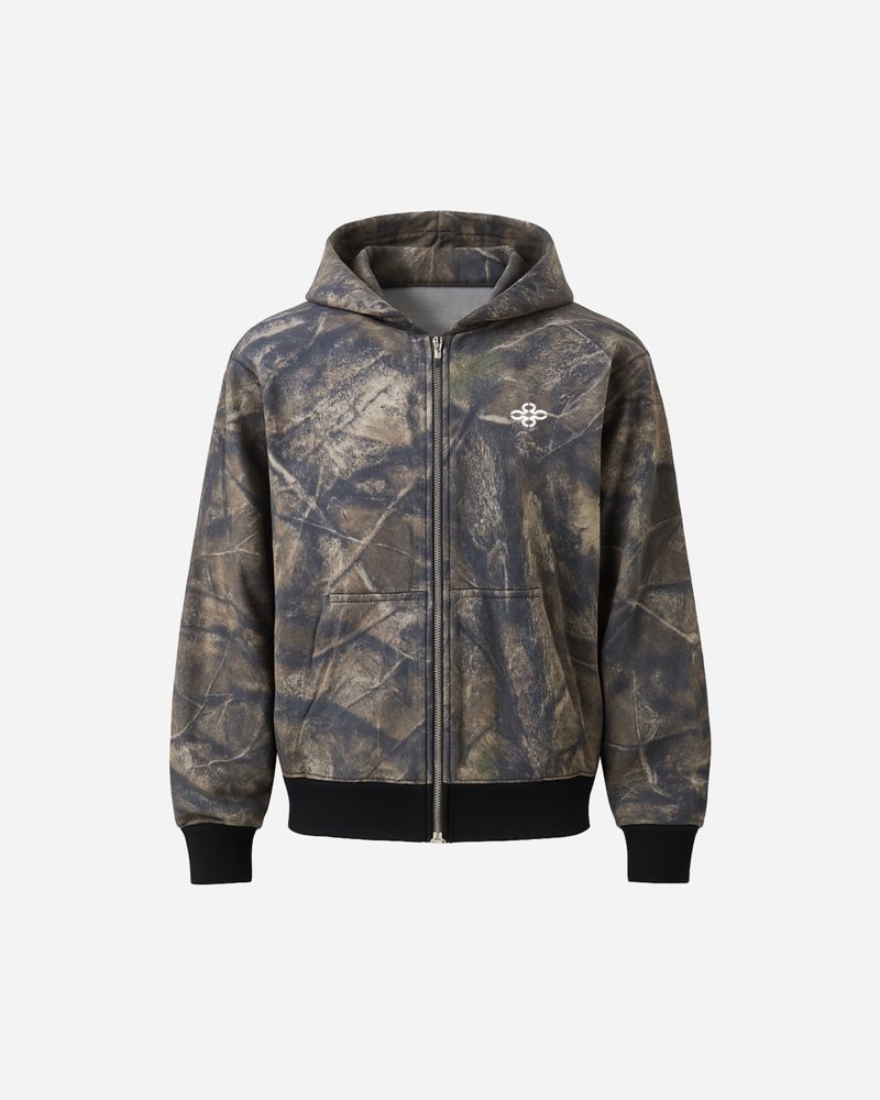 real tree camo zip-up hoodie