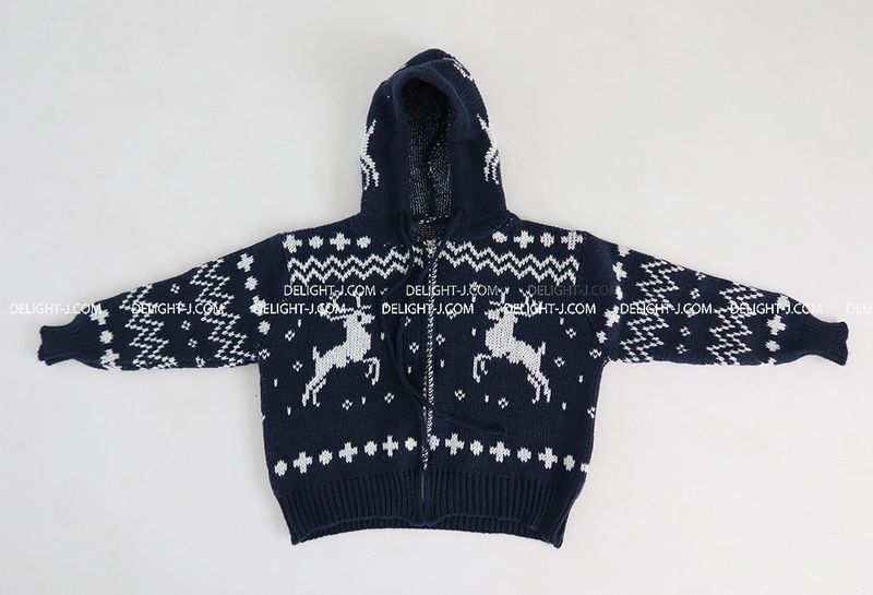 Rudolph nose-drawn snowflake knit zip-up jacket