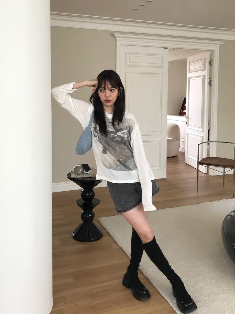 Paisley graphic r-neck T