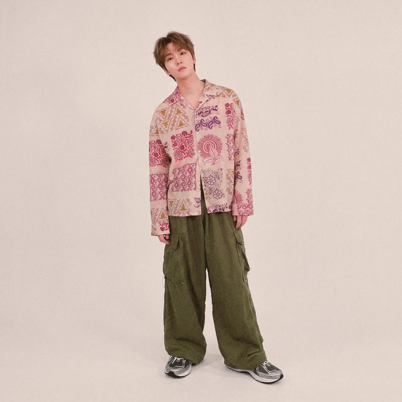 ethnic paisley open collar shirt_purple