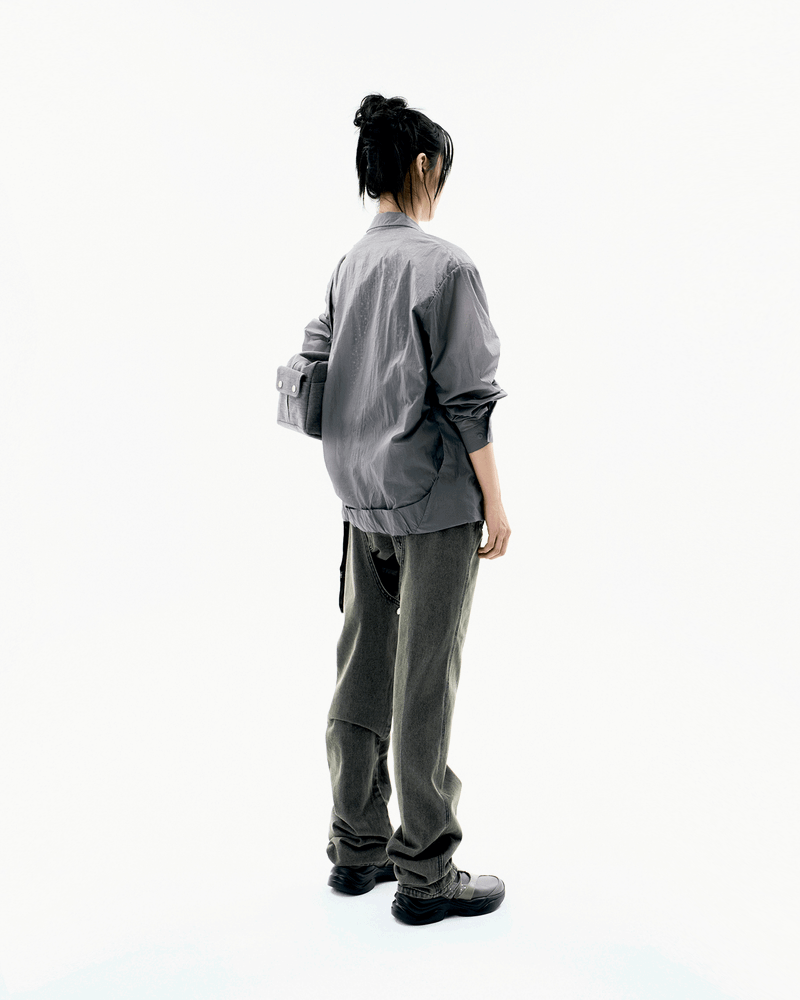 Layered Sheer Blouson / Charcoal