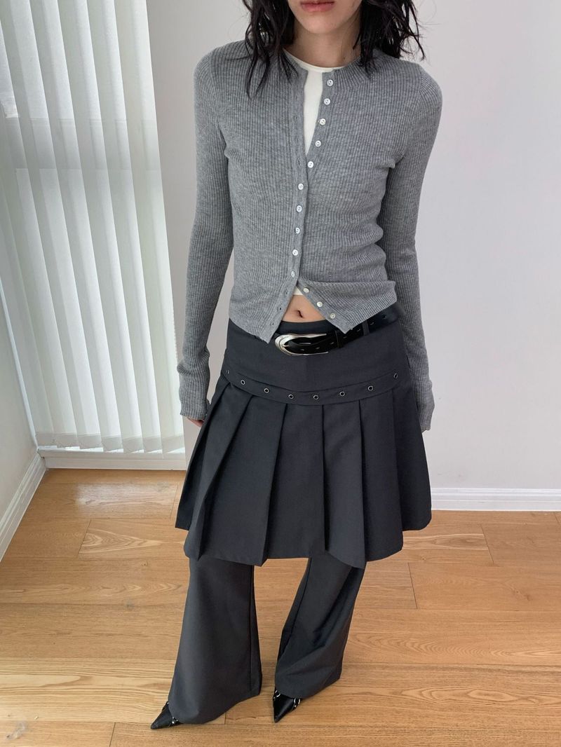Fake Pleats Skirt Casual Pants