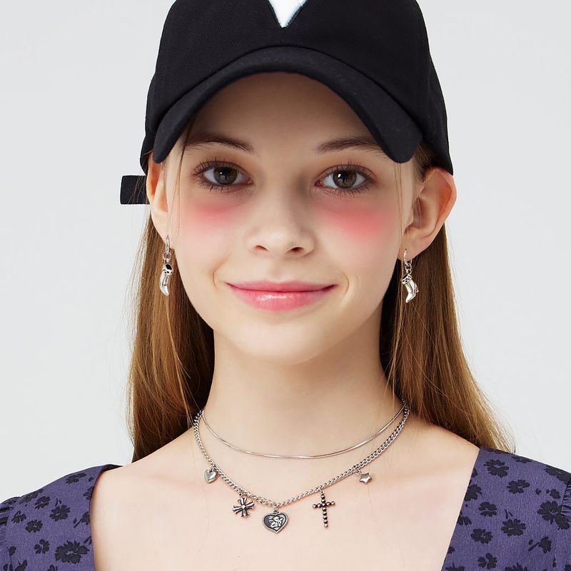 [SET] HEART STAR CROSS LAYERD NECKLACE