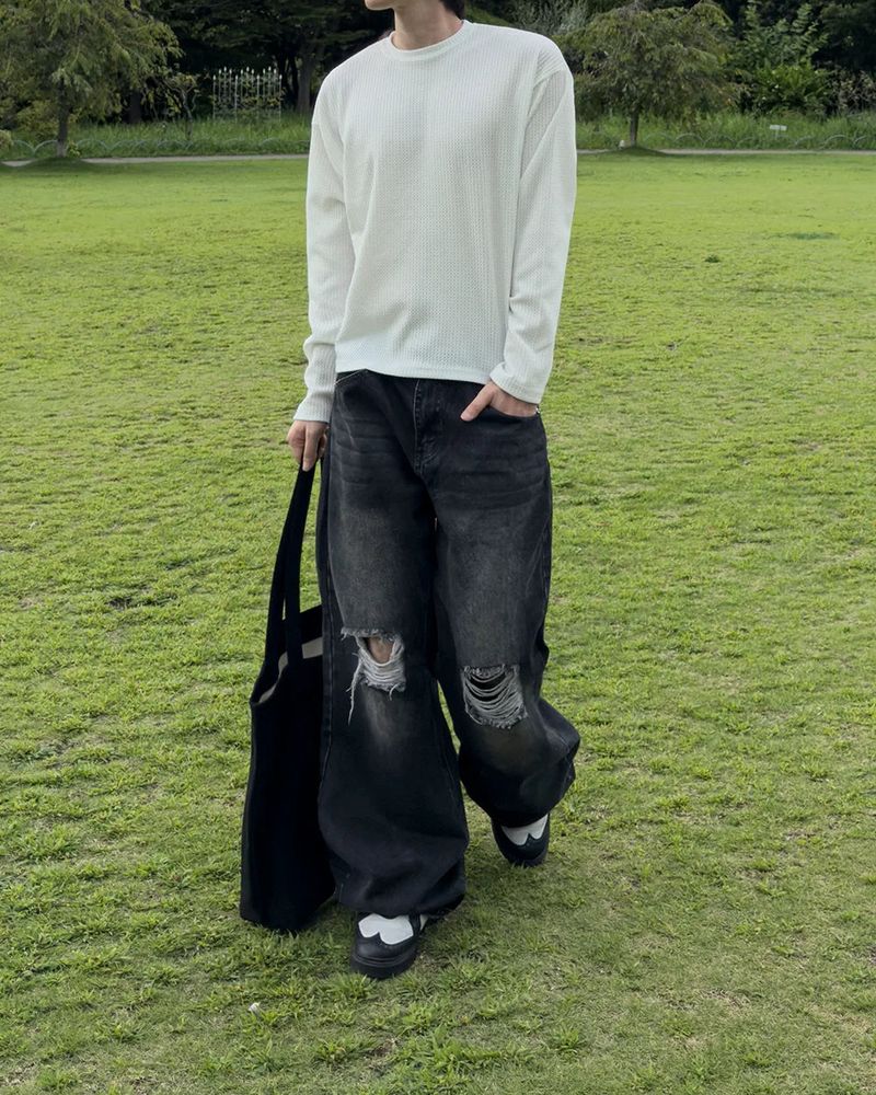 Buen Distressed Flare Denim Pants