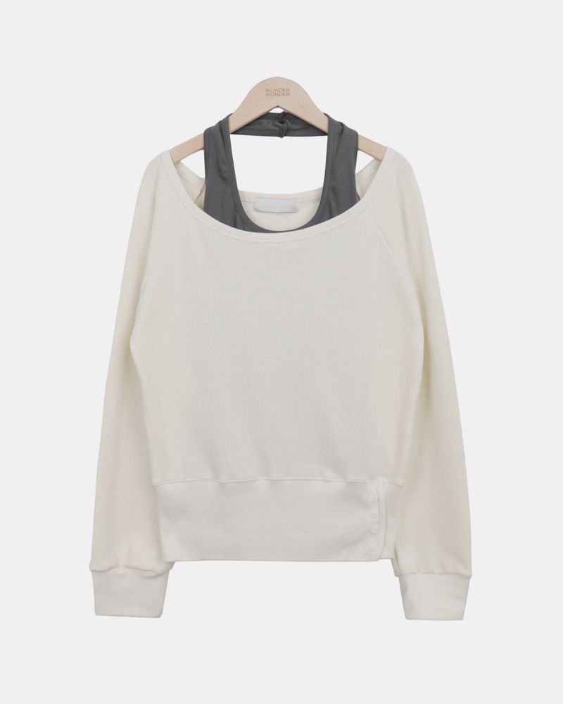 Mendi Waffle Layered Sweatshirt