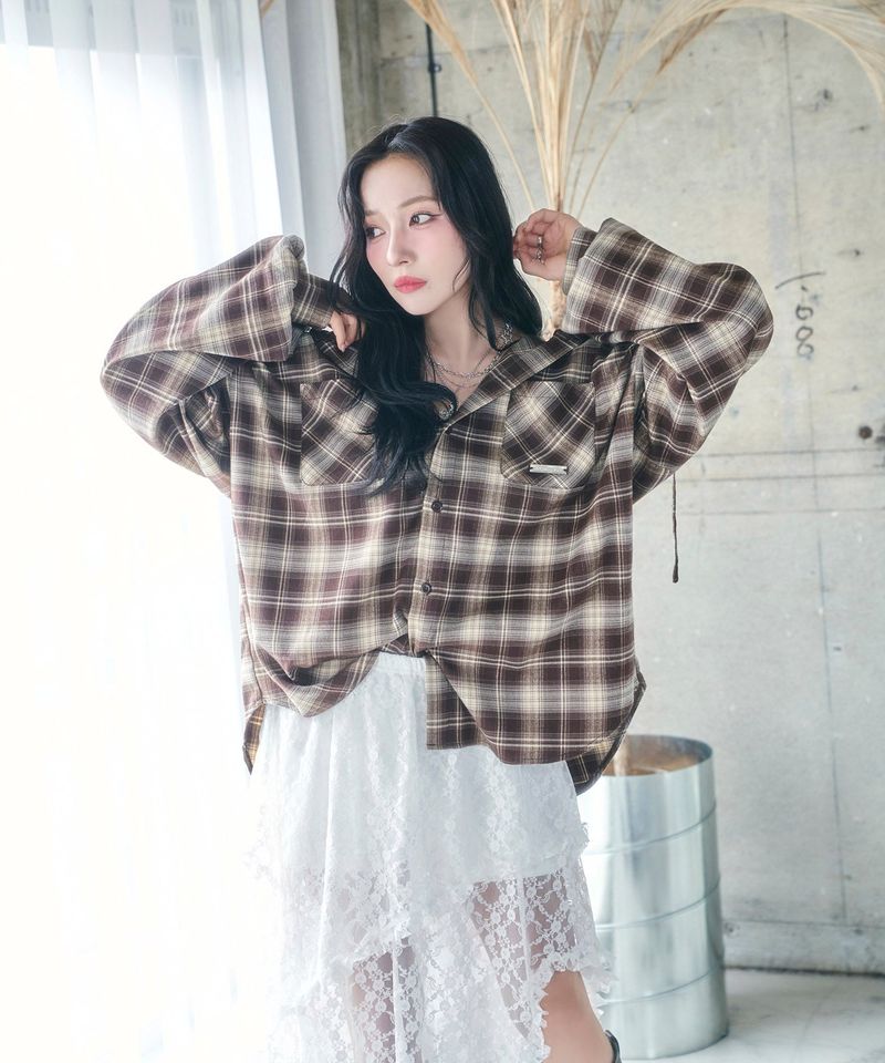 ANDGEEBEE（アンジービー）の「UNISEX チェックフーディシャツ（Tops）」