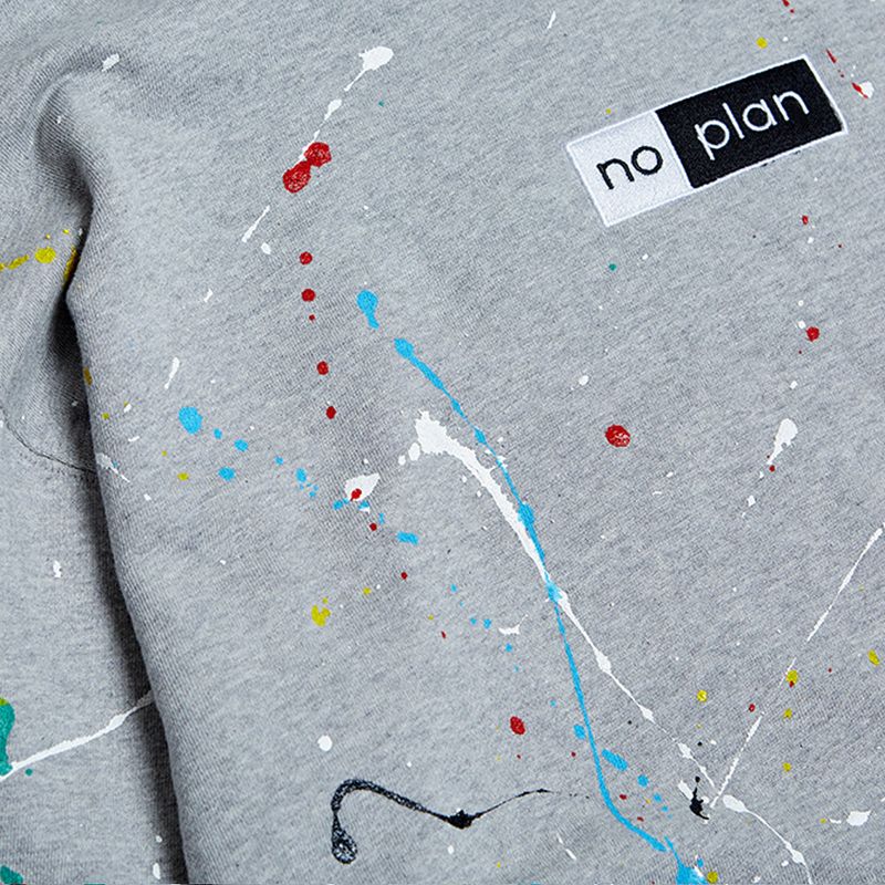 DAMP NO PLAN BOX LOGO PAINT DROP HOODY_GRAY