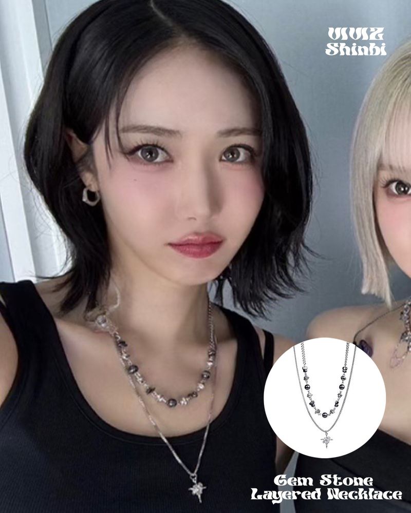 [Viviz Shinbi Pick!][S.Steel]Gem Stone Playered Necklace