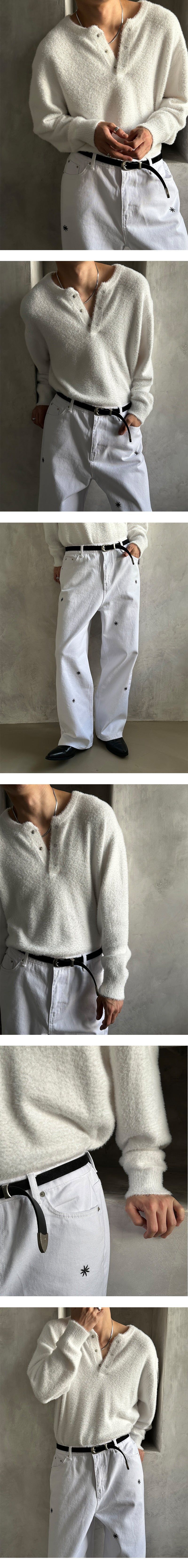  [PREMIUM][MADE] Angora hair henry neck knit(3color)