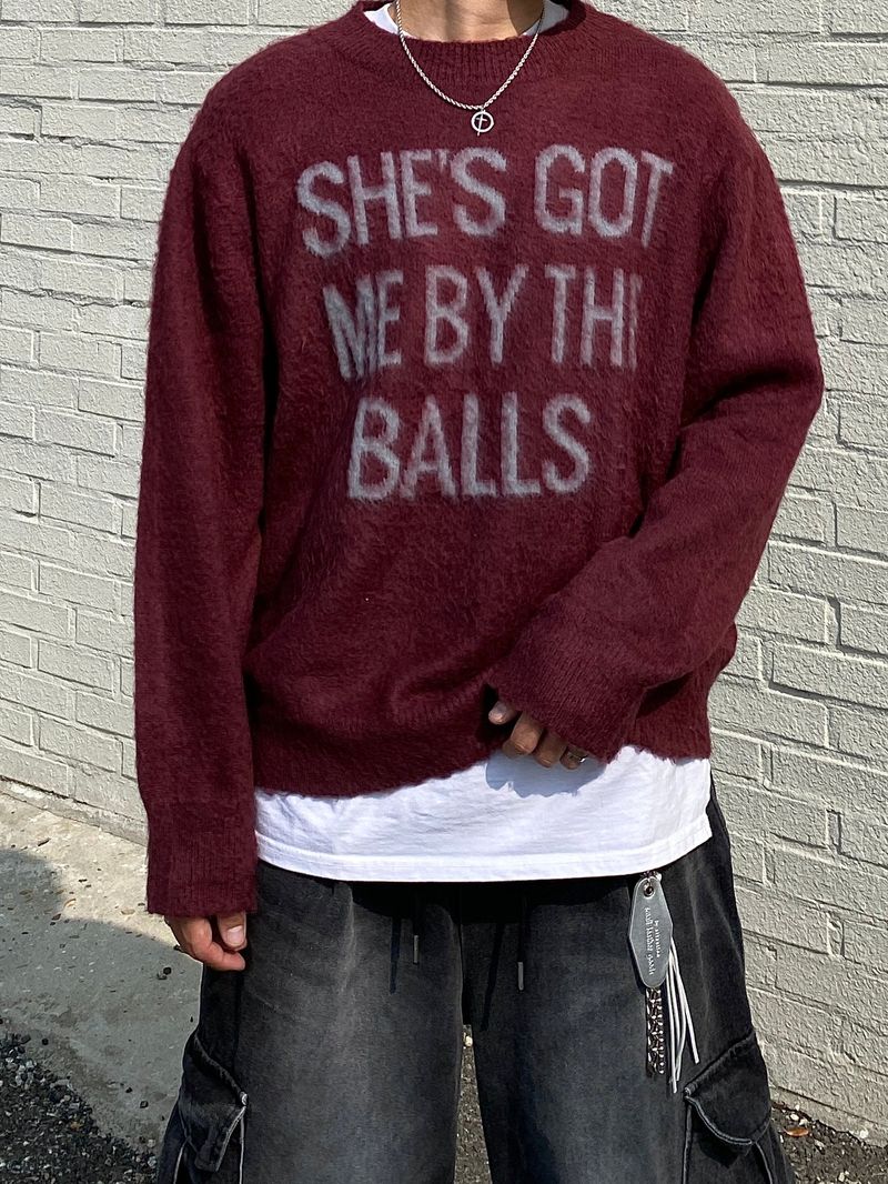 Easy Wool Lettering Knitwear (4color)