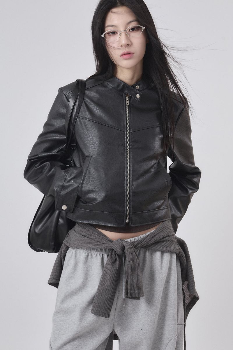 Raucohouse（ラウコハウス）の「Minimal zip-up crop leather jacket（Jackets/Outerwear）」