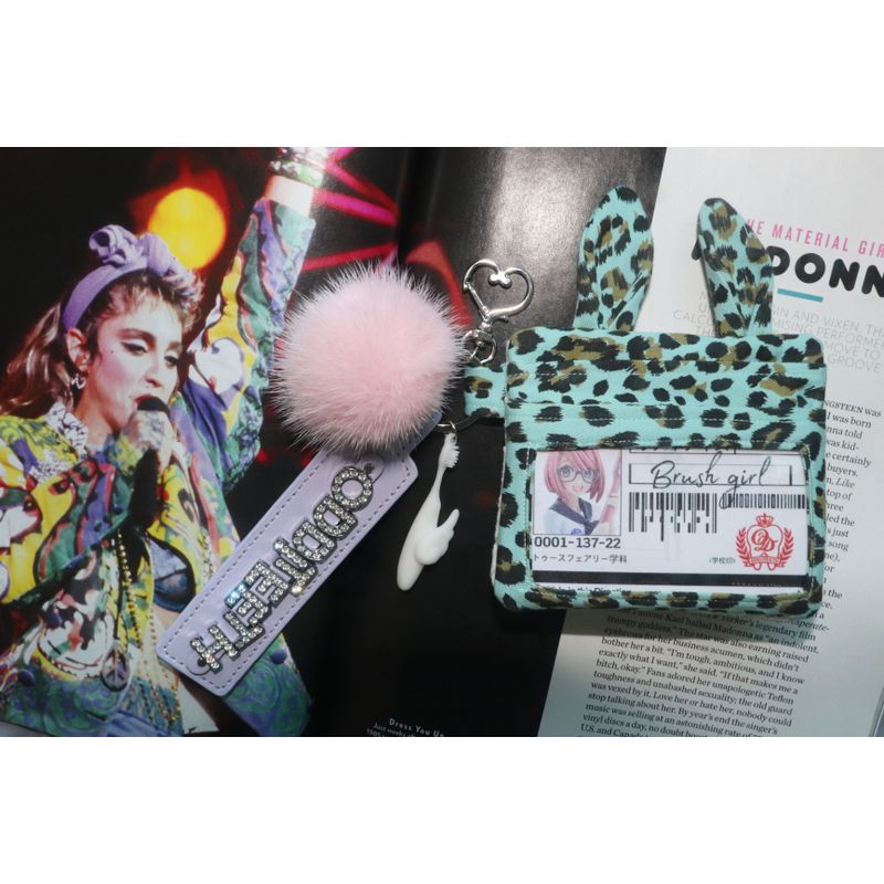 Brush Girl Leopard Wallet (MINT BUNNY)