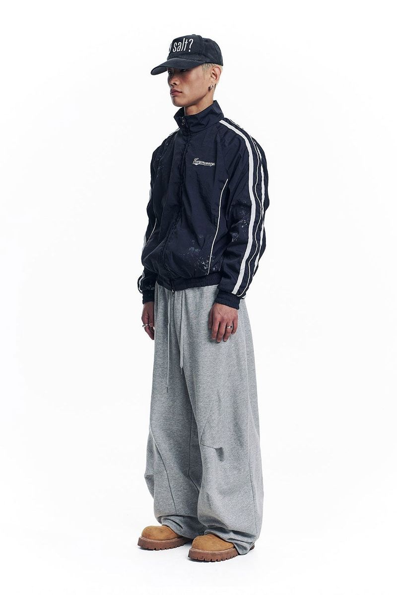 Dirty Nylon Piping Track Jacket - Navy